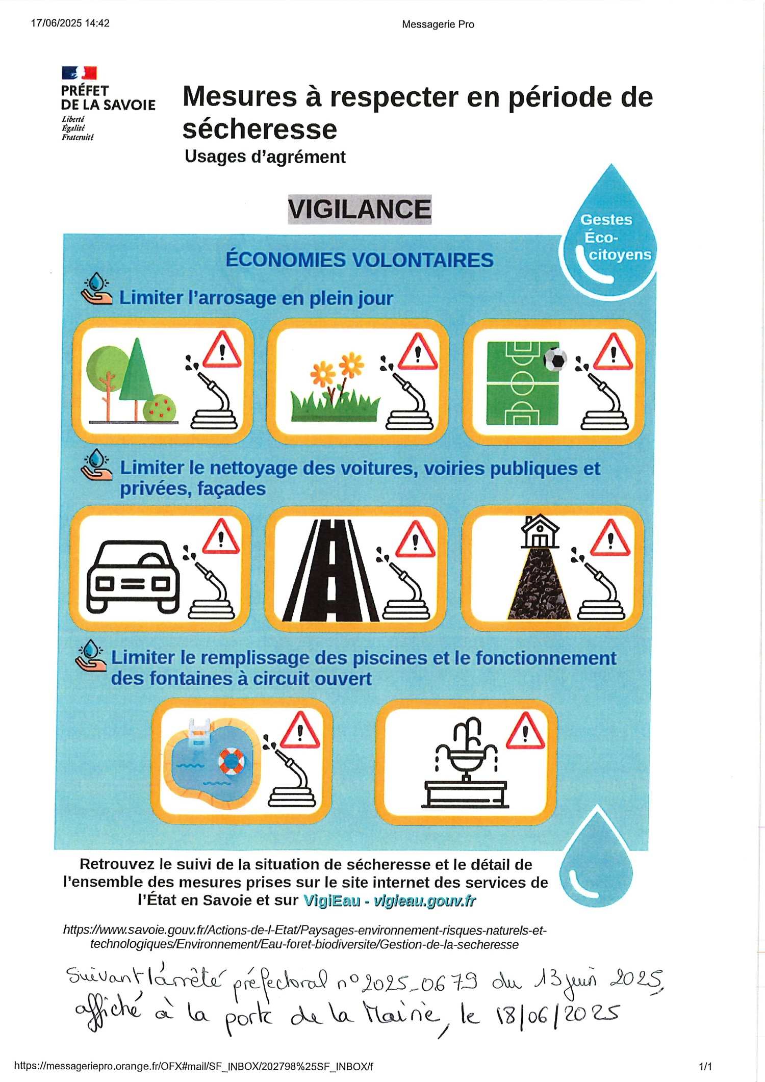 Mesure à respecter en période de sécheresse